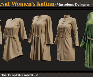 5 Medieval Women Kaftans-MD-Clo3D-ZPRJ-FBX-OBJ