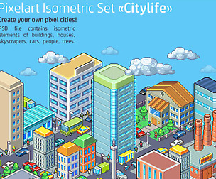 Pixel Art Isometric Set "Citylife"