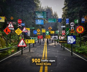 900 Traffic Sign Pack - Game Ready