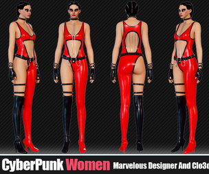3D Women Cyberpunk Outfit (CLO3D, MD PROJECTS+OBJ+FBX)