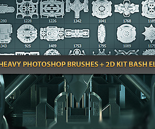 80 Tech Photoshop Brushes & 2d Elements