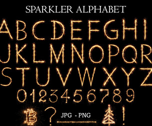 Sparklers alphabet photo overlays, spark letter glowing