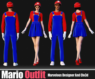 Mario Outfit Collection Women And Men (CLO3D, MD PROJECTS+OBJ+FBX)