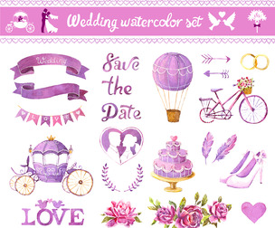 Elegant Watercolor Wedding Set with Romantic Elements
