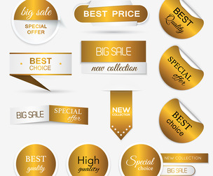 Elegant Gold Promotional Tags for Sales and Marketing
