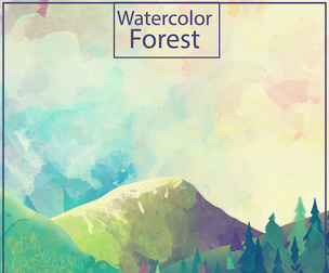 Background of a beautiful landscape painted with watercolor, EPS File