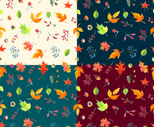 Vibrant Autumn Leaves Seamless Pattern Background, EPS File
