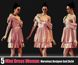 5 Mini Dress Women (CLO3D, MD PROJECTS+OBJ+FBX) Vol 01