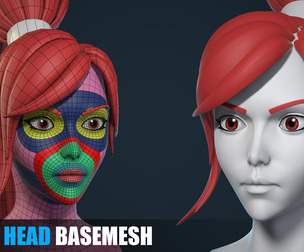Stylized Female Head Basemesh - Swordswoman