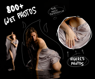 800+ Silk Wet Fabric: Female Body Reference Photos