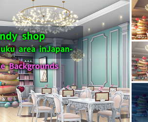 2D Candy shop02 Backgrounds pack - Harajuku area in Japan