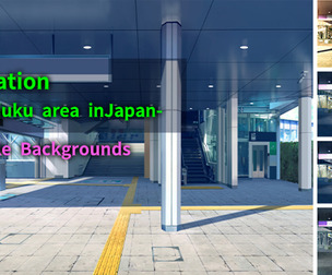 2D Station02 Backgrounds pack - Harajuku area in Japan