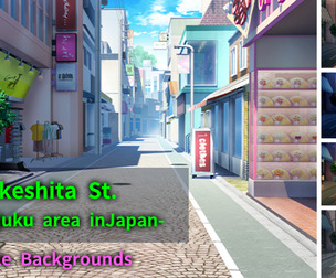 2D Takeshita St.02 Backgrounds pack - Harajuku area in Japan