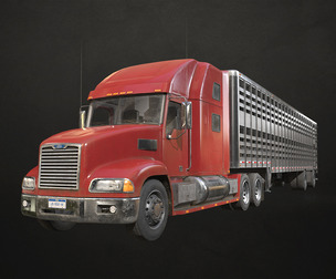 Semi Truck Livestock Trailer - Low Poly