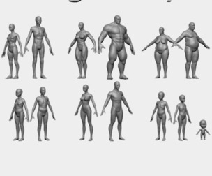 13 Human Basemesh Collection - Topology + UV Map