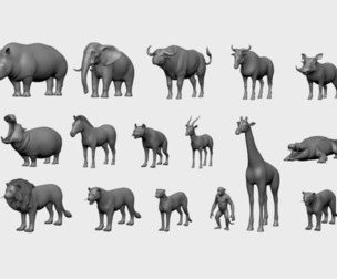 16 Wild Animal Collection - Topology + UV Map