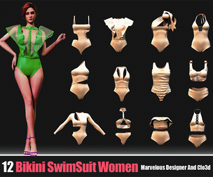 12 Bikini SwimSuit Women (CLO3D, MD PROJECTS+OBJ+FBX) Vol 01