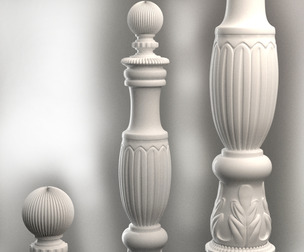 Baluster Column With Leaves for CNC Milling 3D Print Model