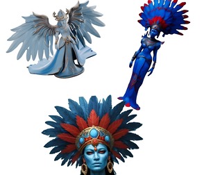 Mythical Winged Warrior and Feathered Headdress Goddesses Collection