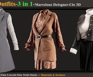 3 in 1 Girls Outfits-Models+Material