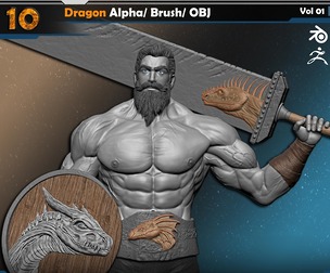 Dragon Alpha Brush+3D Model Vol 01