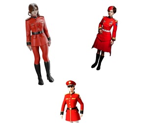 Red Military Uniform Female Character Model