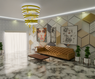 Modern Living Room 3D Model Realistic Interior Design