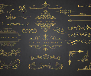 Elegant Gold Decorative Elements, Ornament Elements, EPS File