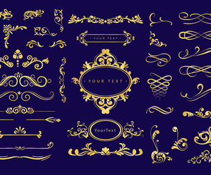 Elegant Gold Decorative Elements, Ornament Elements, EPS File