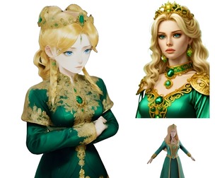 Medieval Fantasy Princess Figurine in Emerald