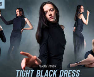 530+ Tight Black Dress Female Poses