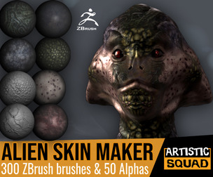 Alien Skin Maker 300 ZBrush brushes and 50 Alphas