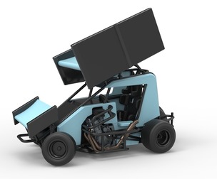 Winged 600 Micro sprint car while turning 1:25
