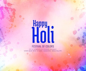 Abstract Happy Holi Festival Greeting Background, Colorful Paint Splatters. EPS File