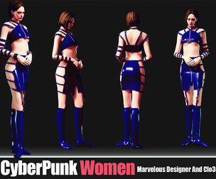 3D Women Cyberpunk Outfit (CLO3D, MD PROJECTS+OBJ+FBX)