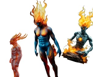 Flame Sentinel - Elemental Fire Being Statue