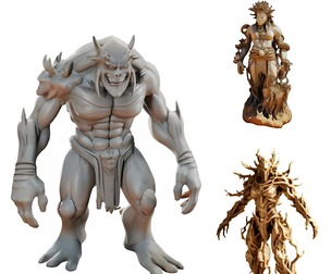 Fantasy Realm Collection: Demon Lord, Nature Goddess, and Ancient Treant