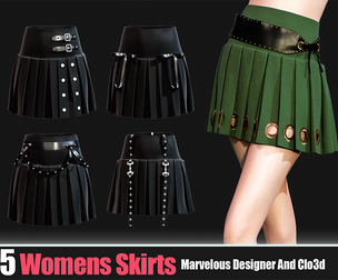 5 Women's Skirts (CLO3D, MD PROJECTS+OBJ+FBX) Vol 03