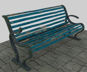 Old blue bench