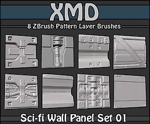 Free Zbrush Sci-fi Wall Panel Set 1