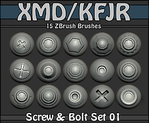 ZBrush Screw & Bolt Brush Set 01