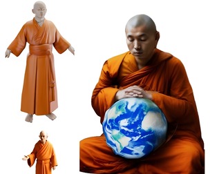 Meditative Monk Figurines