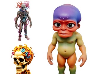 Fantasy Creatures Collection - Skeletal Warrior, Forest Imp, and Mystical Skull Bust