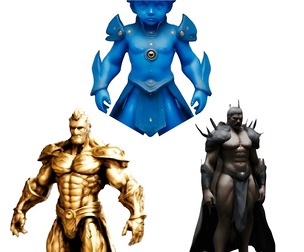 Fantasy Warriors Collection - Dark Knight, Blue Mage, and Golden Warrior Figurines