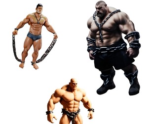 Muscular Warrior Figure with Chains