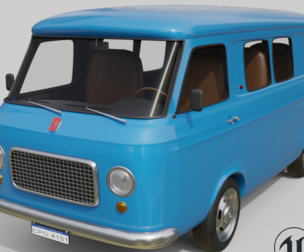 Realistic Vintage Transport Van High-Detail Game-Ready Asset Low-poly 3D model
