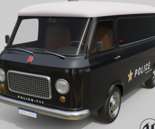 Realistic Vintage Police Van High-Detail Game-Ready Render Asset Low-poly 3D model