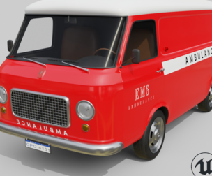 Realistic Vintage Ambulance Van High-Detail Game-Ready Asset Low-poly 3D model