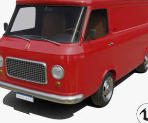 Realistic Vintage Cargo Van High-Detail Game-Ready Render Asset Low-poly 3D model