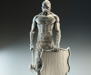 Cossack warrior with mace and shield for CNC 3D print model